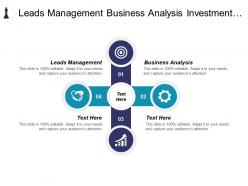 Leads management business analysis investment opportunities quality management cpb