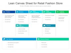Lean canvas sheet for retail fashion store