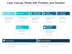 Lean Canvas Sheet With Problem And Solution