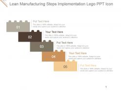 Lean manufacturing steps implementation lego ppt icon