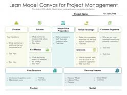 Lean model canvas for project management