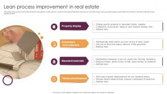 Lean Process Improvement In Real Estate