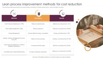 Lean Process Improvement Methods For Cost Reduction