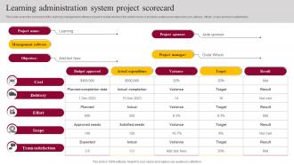 Learning Administration System Project Scorecard