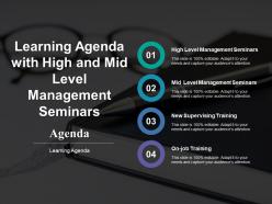 Learning agenda with high and mid level management seminars