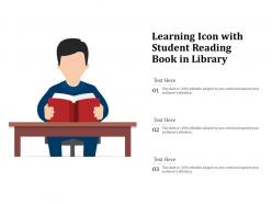 Learning icon with student reading book in library