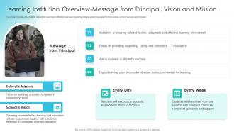 Learning Institution Overview Message From Principal Vision And Mission Online Training Playbook