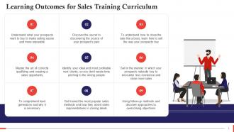 Learning Outcomes For Sales Training Curriculum Training Ppt