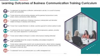 Learning Outcomes Of Business Communication Training Curriculum Training Ppt