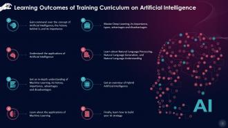Learning Outcomes Of Training Curriculum On Artificial Intelligence Training Ppt