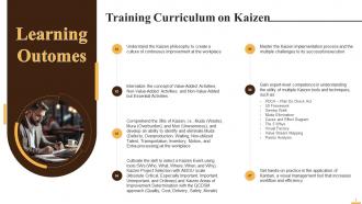 Learning Outcomes Of Training Curriculum On Kaizen Training Ppt
