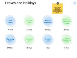 Leaves and holidays business ppt powerpoint presentation gallery display