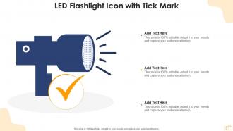 Led flashlight icon with tick mark