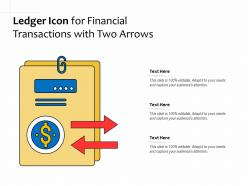 Ledger icon for financial transactions with two arrows