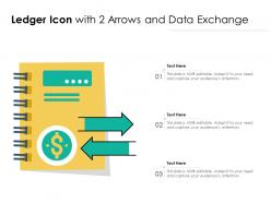 Ledger icon with 2 arrows and data exchange