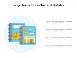Ledger icon with pie chart and statistics
