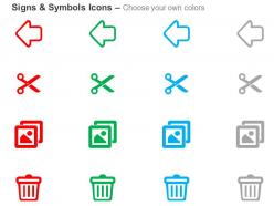 Left arrow cut pictures rubbish bin ppt icons graphics