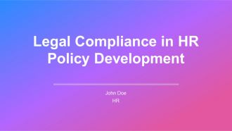 Legal Compliance In HR Policy Development PPT Graphics AT