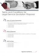 Legal Service Quotation Proposal For Terms And Conditions One Pager Sample Example Document