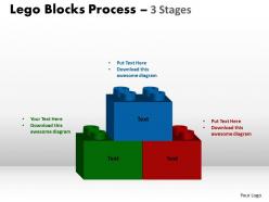 Lego blocks process 3 stages style 2 powerpoint slides and ppt templates 0412 2