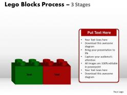 Lego blocks process 3 stages style 2 powerpoint slides and ppt templates 0412 2