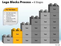 Lego blocks process 6 stages style 1 powerpoint slides and ppt templates 0412