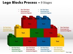 Lego blocks process 9 stages style 2 powerpoint slides and ppt templates 0412 8