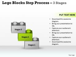 Lego blocks step process 3 stages