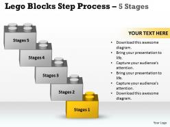 Lego blocks step process 5 stages