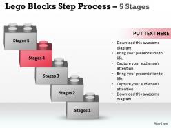 Lego blocks step process 5 stages