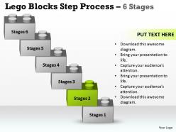 Lego blocks step process 6 stages