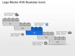 Lego blocks with business icons powerpoint template slide