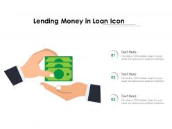 Lending money in loan icon