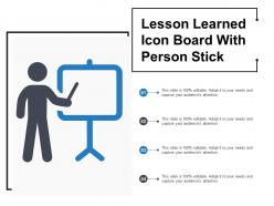 Lesson learned icon board with person stick