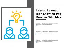 Lesson learned icon showing two person with idea