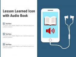 Lesson learned icon with audio book