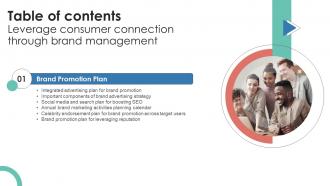 Leverage Consumer Connection Through Brand Management For Table Of Contents