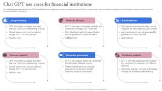 Leveraging Artificial Intelligence Chat GPT Use Cases For Financial Institutions AI SS V