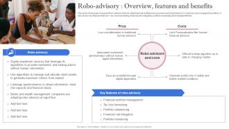 Leveraging Artificial Intelligence Robo Advisory Overview Features And Benefits AI SS V