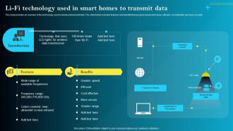 Li Fi Technology Used In Smart Homes To Transmit Data Iot Smart Homes Automation IOT SS