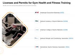 Licenses abc permits for gym health abc fitness training how enter health fitness club market ppt styles smartart