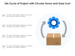 Life cycle of project with circular arrow and gear icon