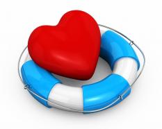 Life saving ring with heart depicting safety and health stock photo