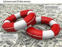 Lifesaver rings on dollar notes for saving money