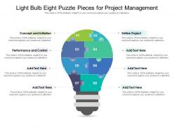 Light bulb eight puzzle pieces for project management