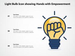 Light bulb icon showing hands with empowerment