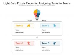 Light bulb puzzle pieces for assigning tasks to teams