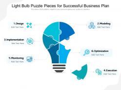 Light bulb puzzle pieces for successful business plan