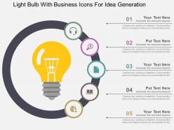 Light bulb with business icons for idea generation flat powerpoint design