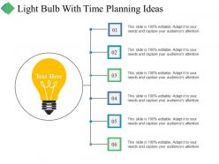 Light bulb with time planning ideas ppt summary aids
